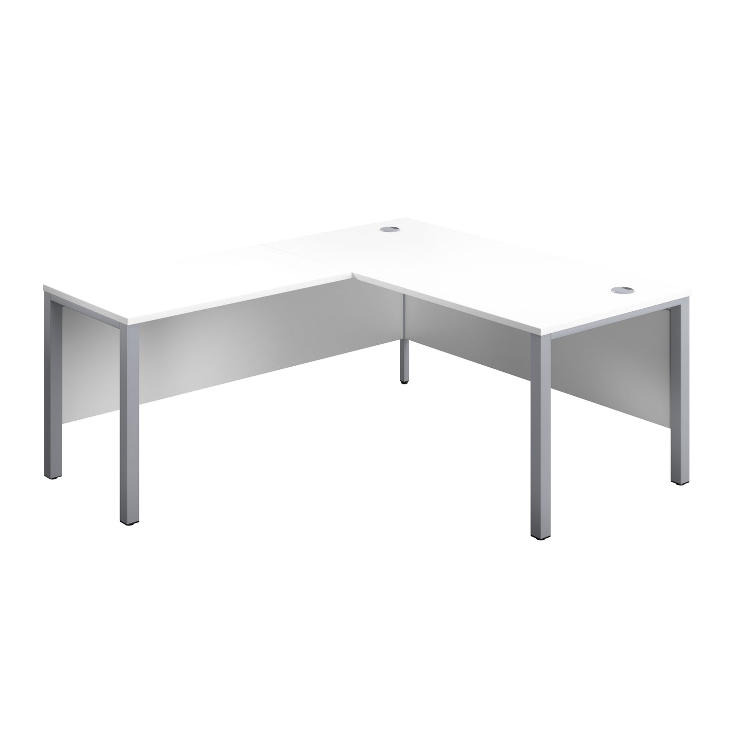 Goal Post Left Hand Return Desk | 1600X800 | White/Silver