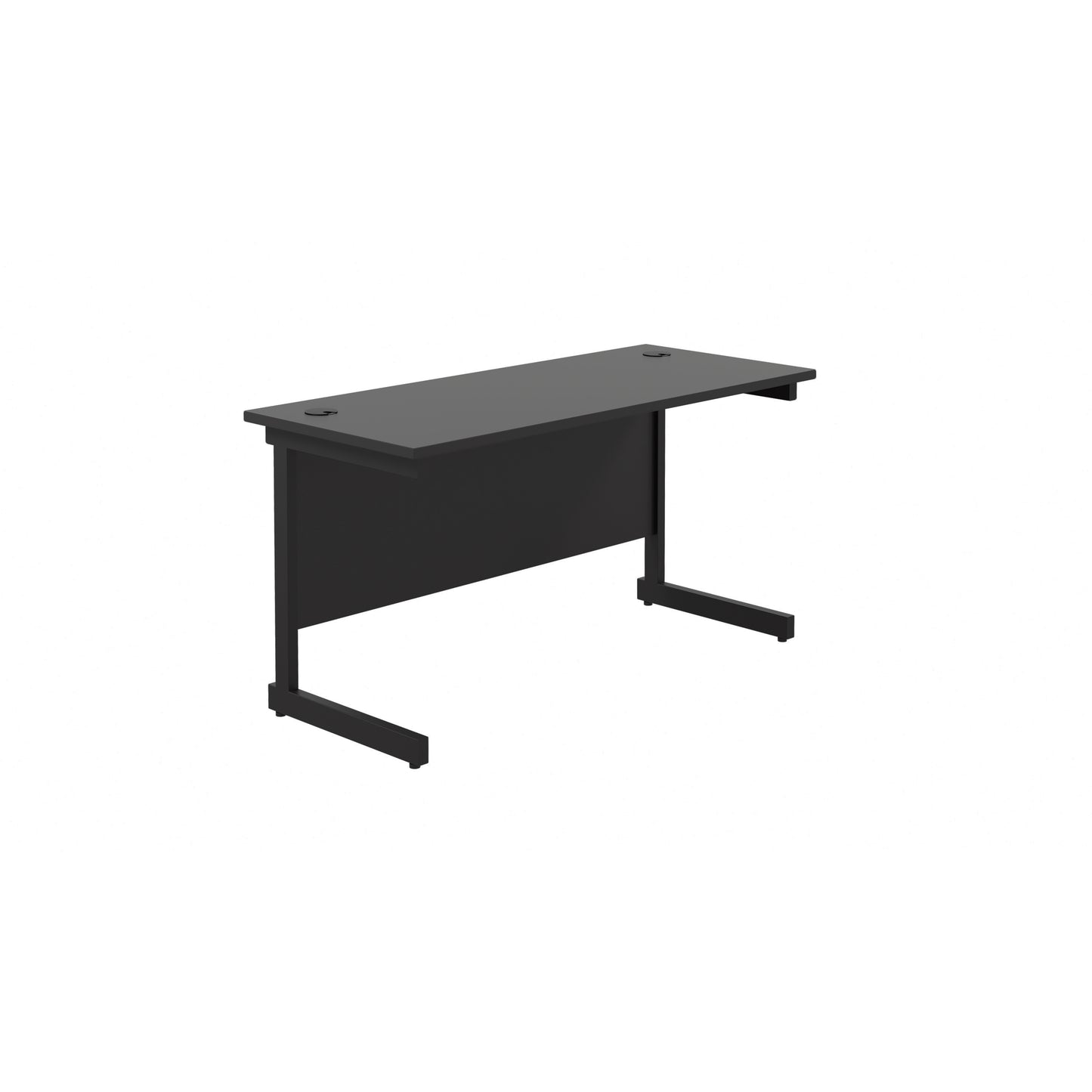 Single Upright Rectangular Desk: 600mm Deep | 1400X600 | Black/Black