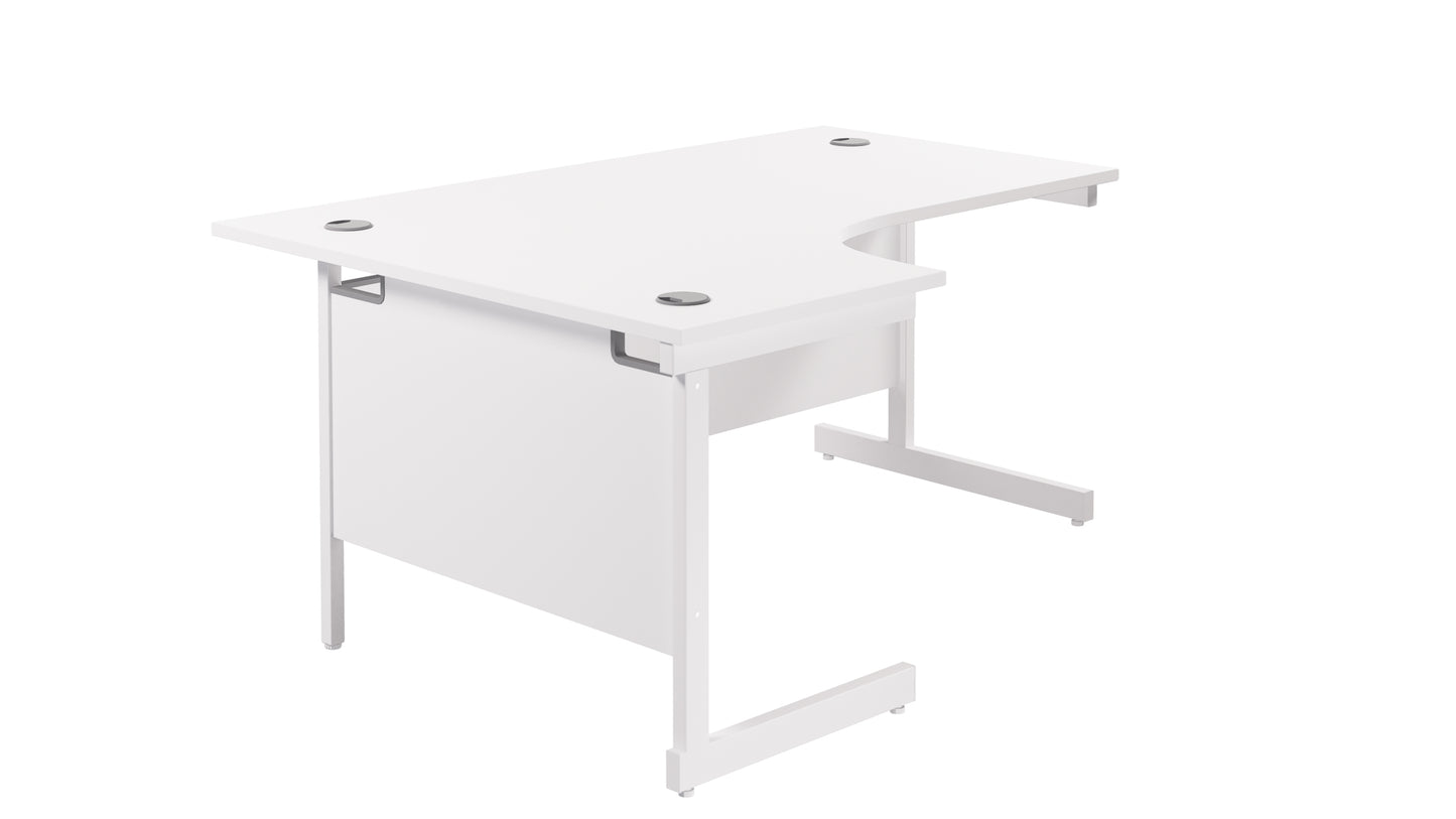 Single Upright Left Hand Radial Desk | 1600X1200 | White/White