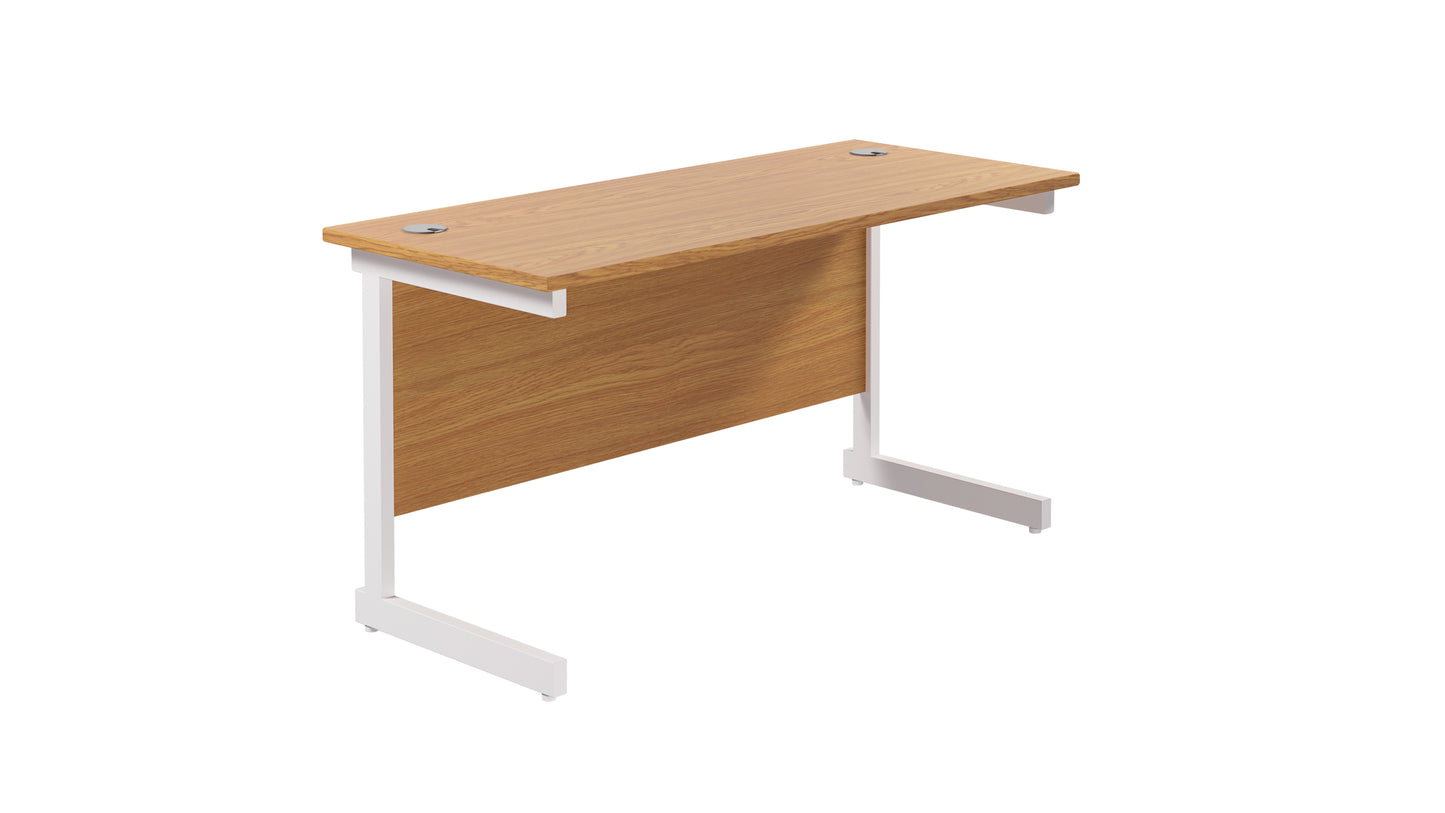 Single Upright Rectangular Desk: 600mm Deep | 1200X600 | Nova Oak/White
