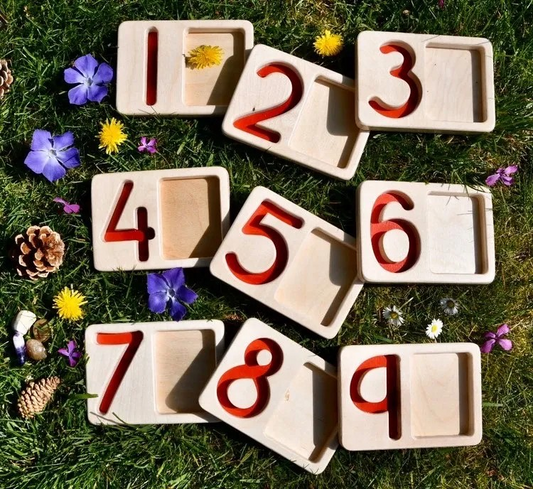 Wooden Early Mastery Number Boards Trays 1-9