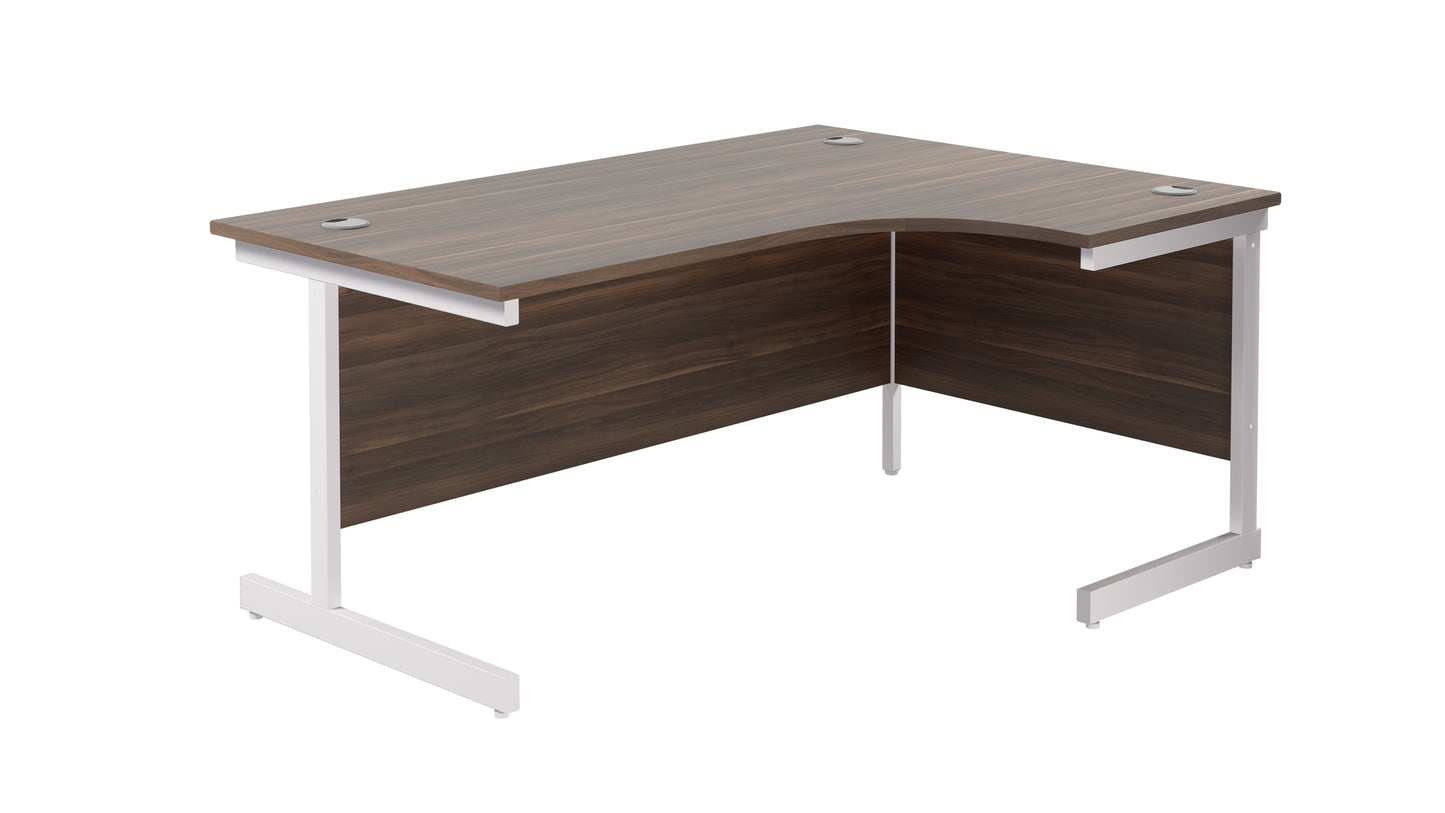 Single Upright Right Hand Radial Desk | 1600X1200 | Dark Walnut/White