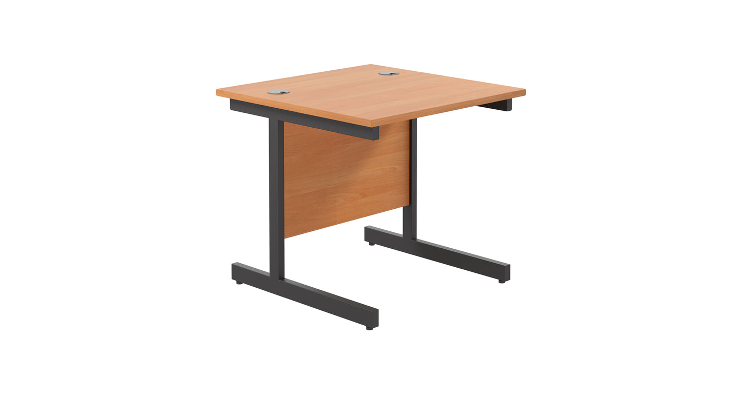 Single Upright Rectangular Desk: 800mm Deep | 800X800 | Beech/Black