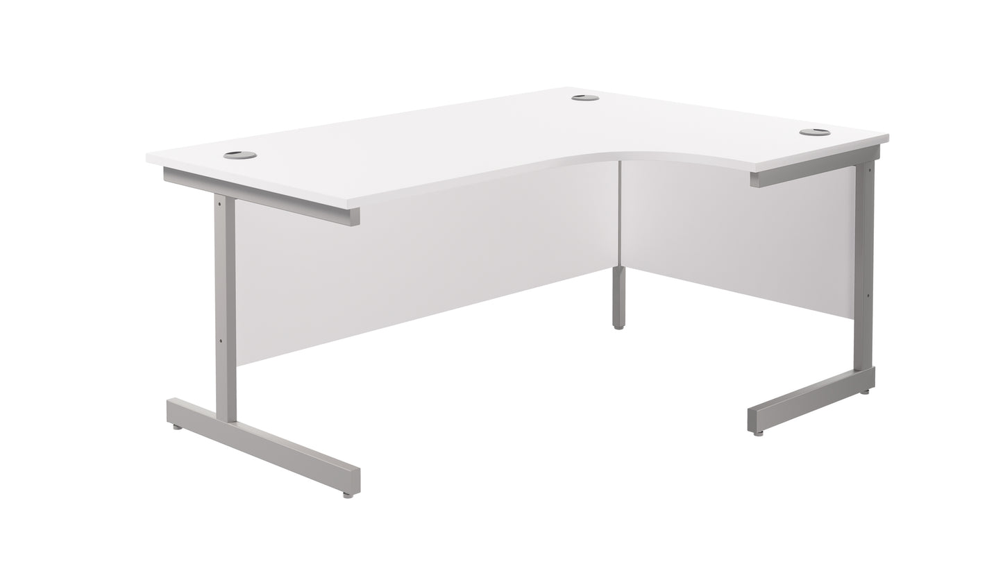 Single Upright Right Hand Radial Desk | 1600X1200 | White/Silver