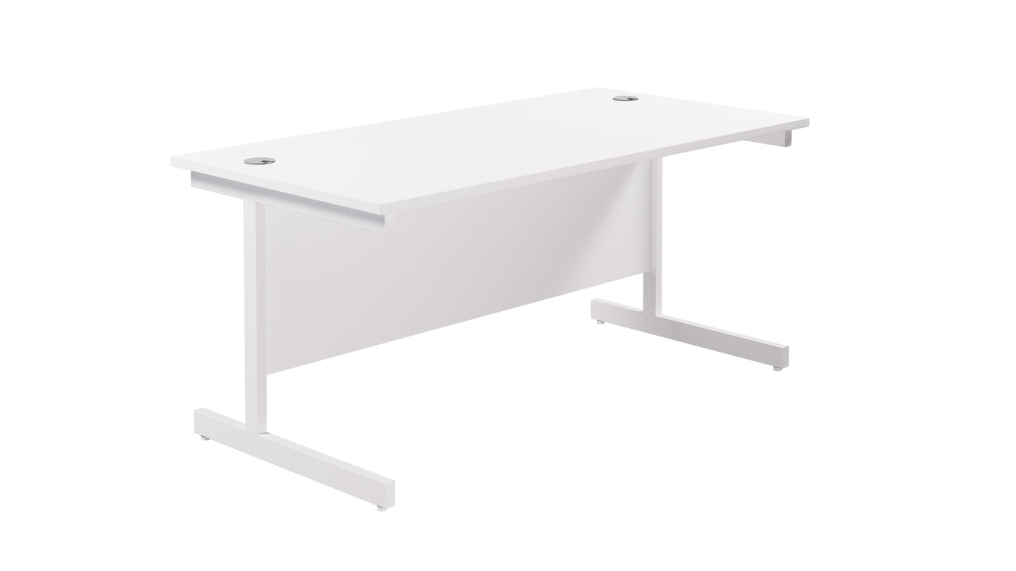 Single Upright Rectangular Desk: 800mm Deep | 1800X800 | White/White