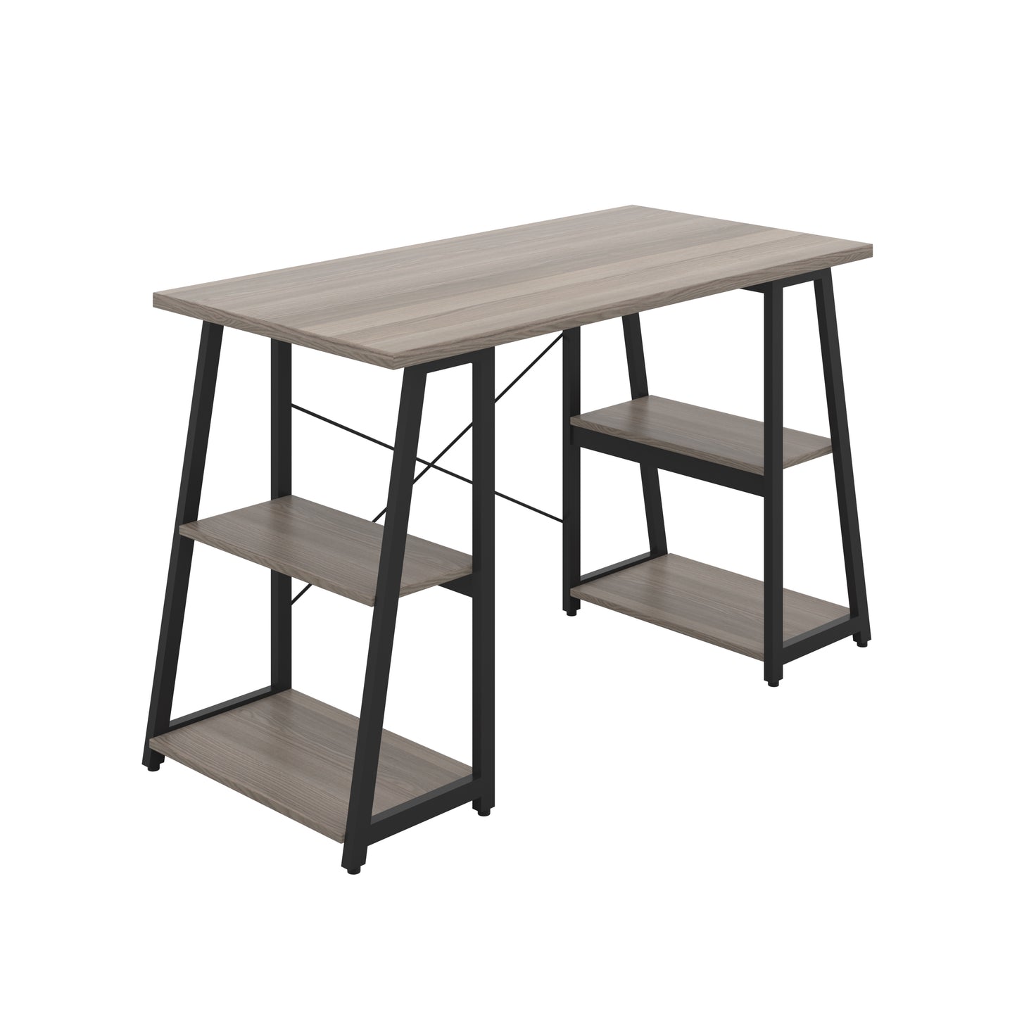 Odell Desk with A-Frame and Shelves | Grey Oak/Black