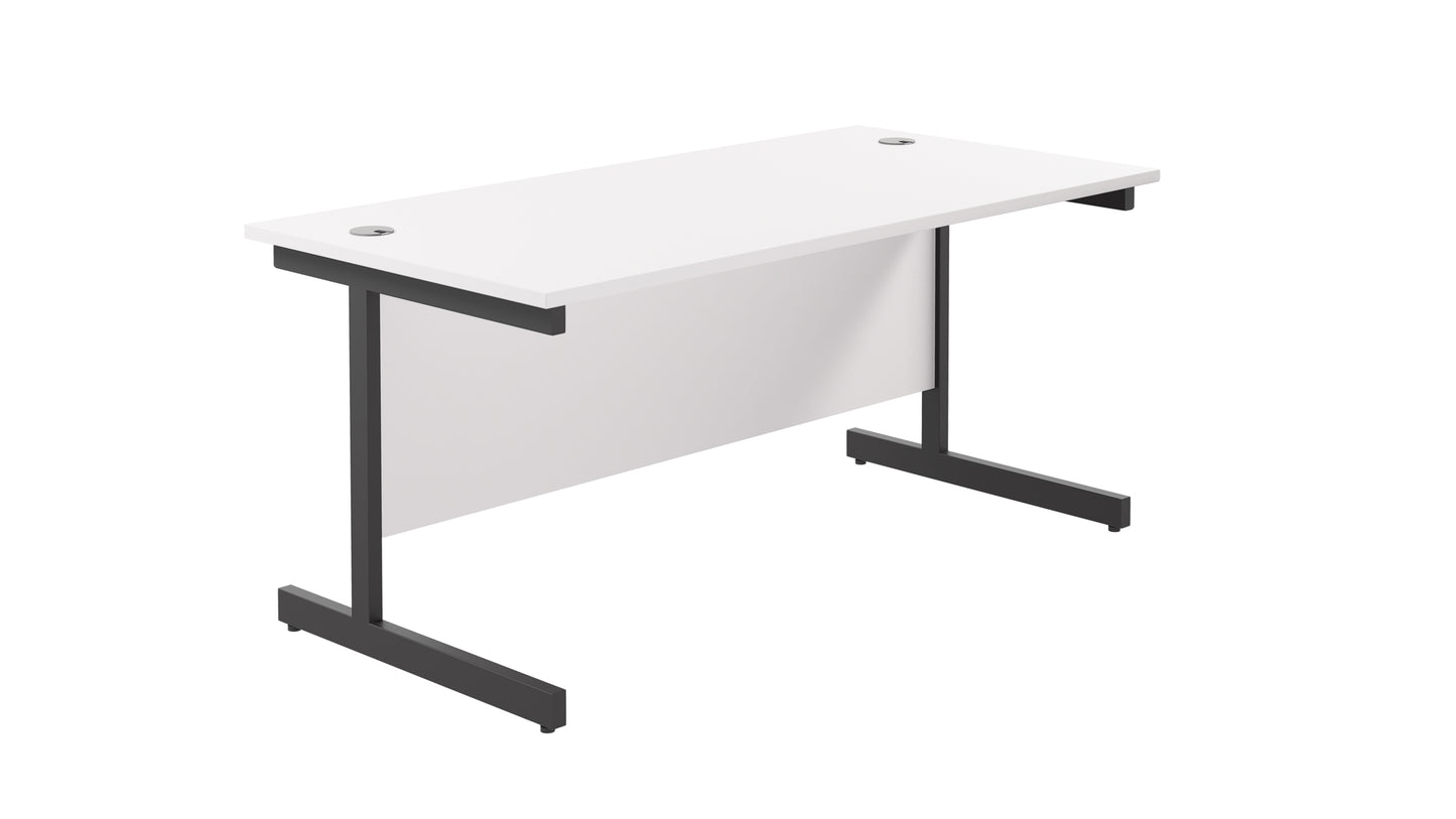 Single Upright Rectangular Desk: 800mm Deep | 1800X800 | White/Black