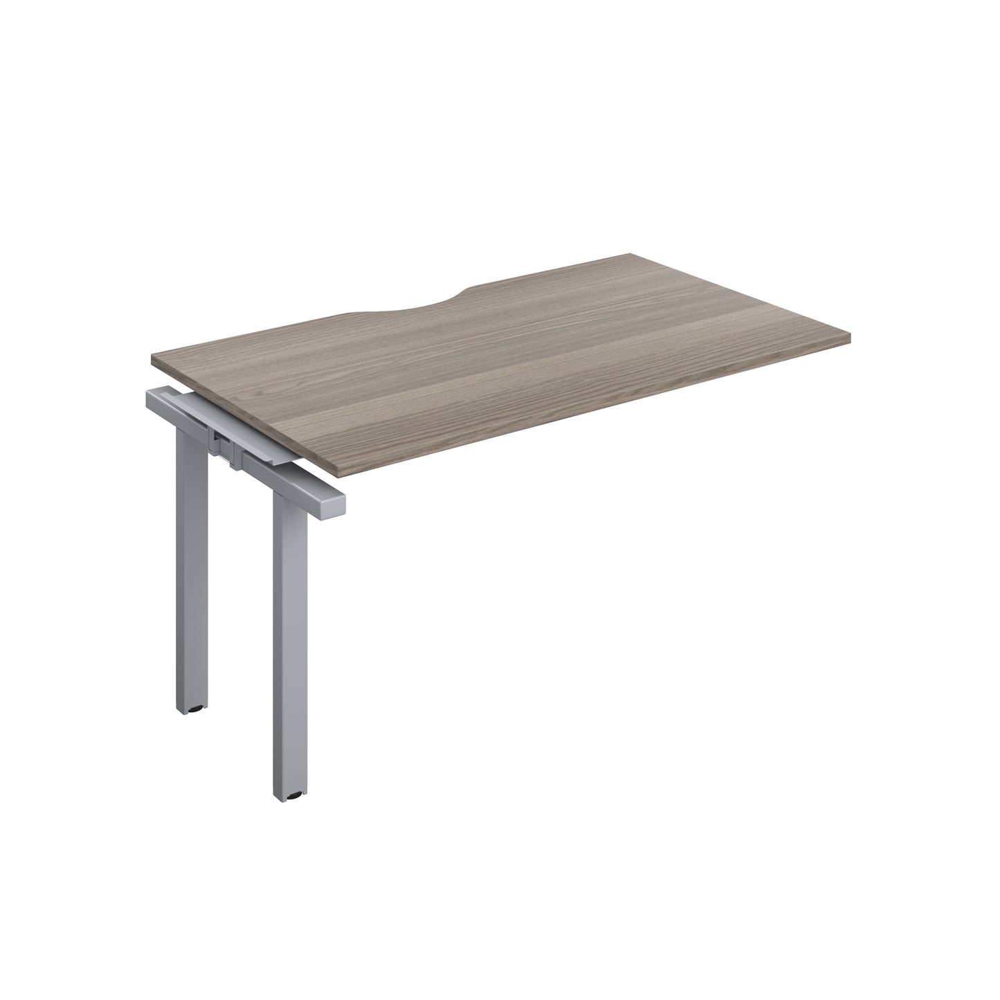 Telescopic Sliding Bench Extension with Cut Out: 1 Person | 1400 X 800 | Grey Oak/Silver