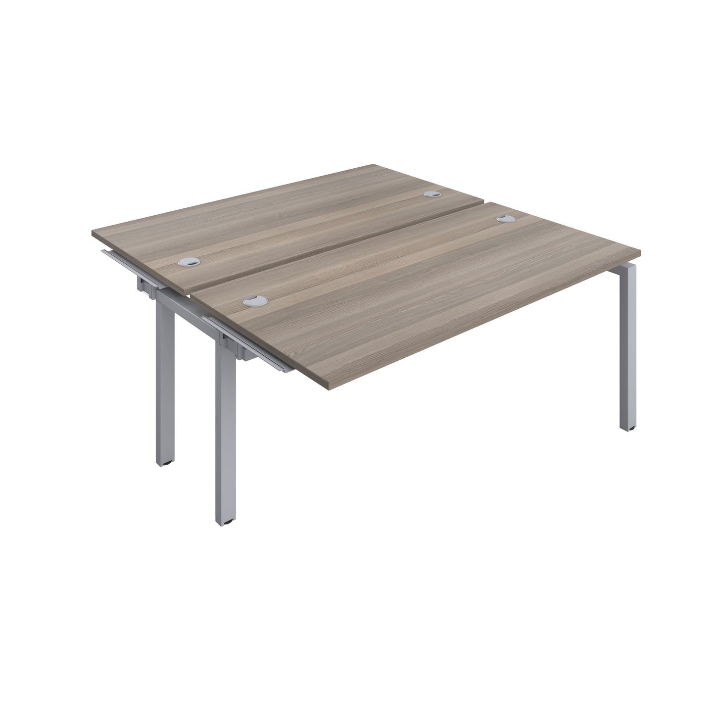 Telescopic Sliding Bench Extension with Cable Ports: 2 Person | 1600 X 600 | Grey Oak/Silver