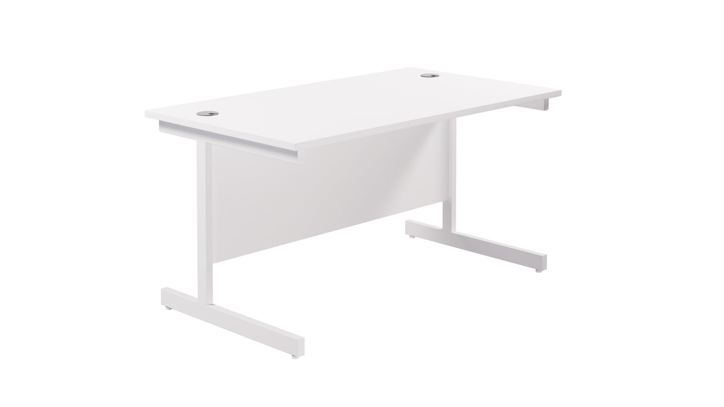 Single Upright Rectangular Desk: 800mm Deep | 1400X800 | White/White