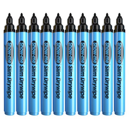 Show-me Box of 200 Fine Point Slim Barrel Drywipe Pens in Black