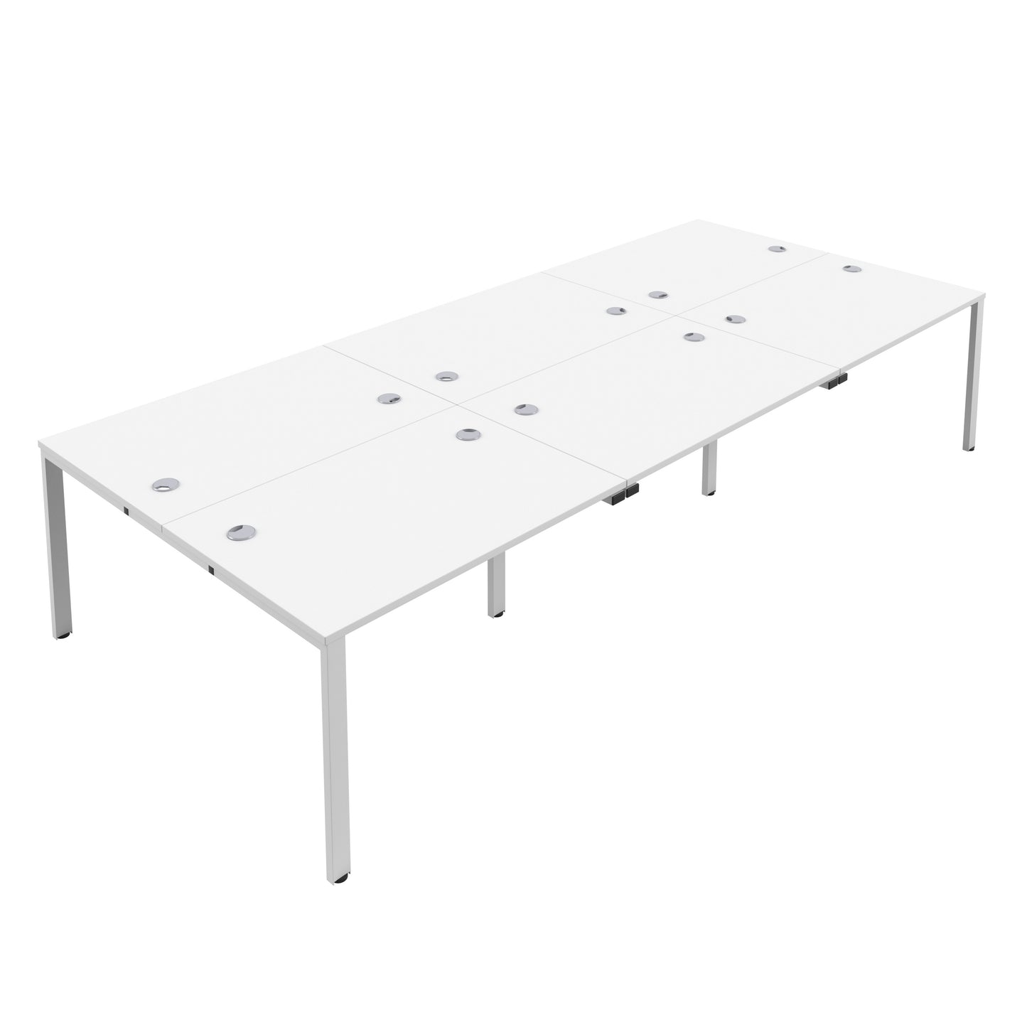 CB Bench with Cable Ports: 6 Person | 1200 X 800 | White/White