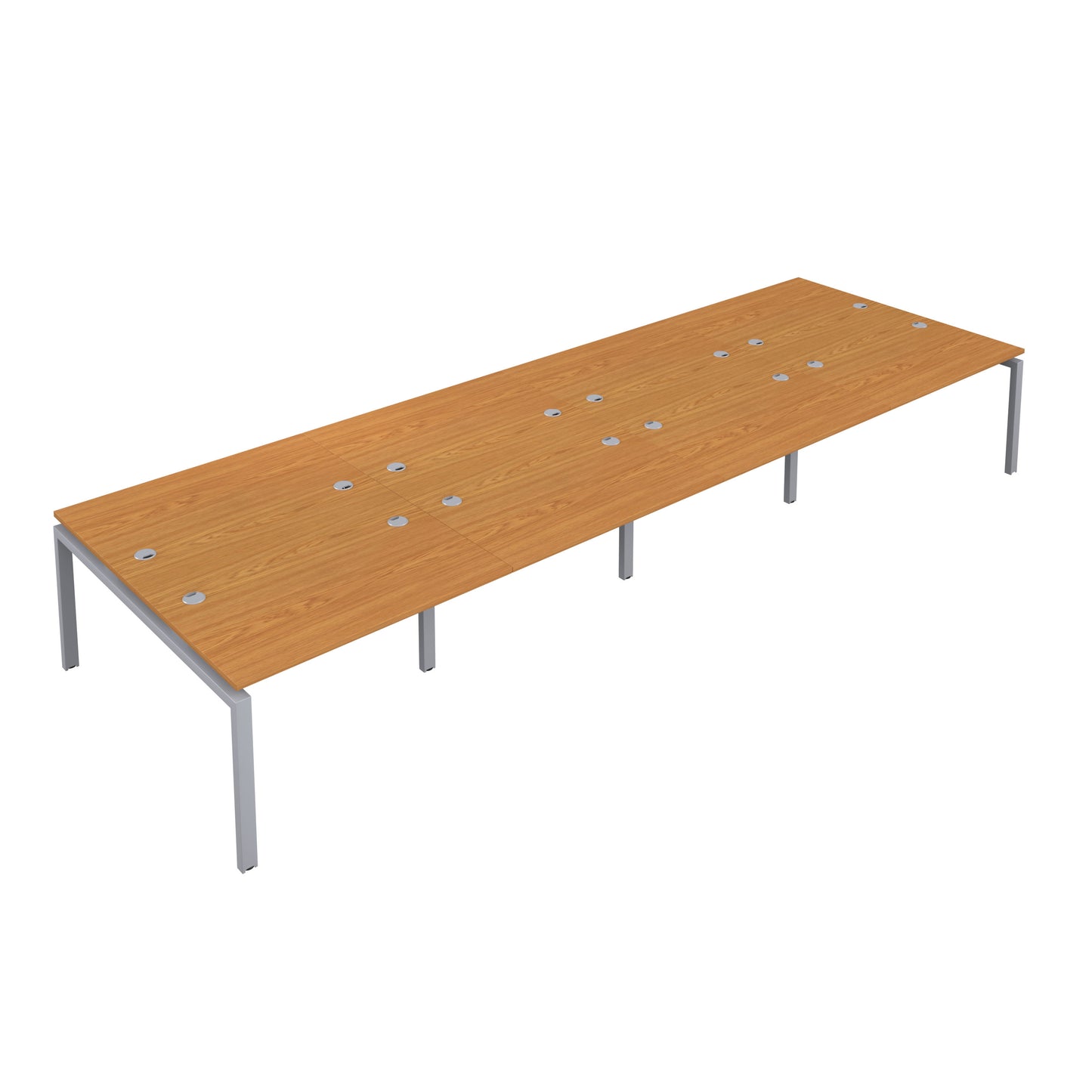Telescopic Sliding Bench with Cable Ports: 8 Person | 1400 X 600 | Nova Oak/Silver