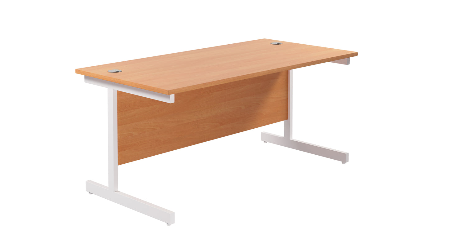 Single Upright Rectangular Desk: 800mm Deep | 1600X800 | Beech/White