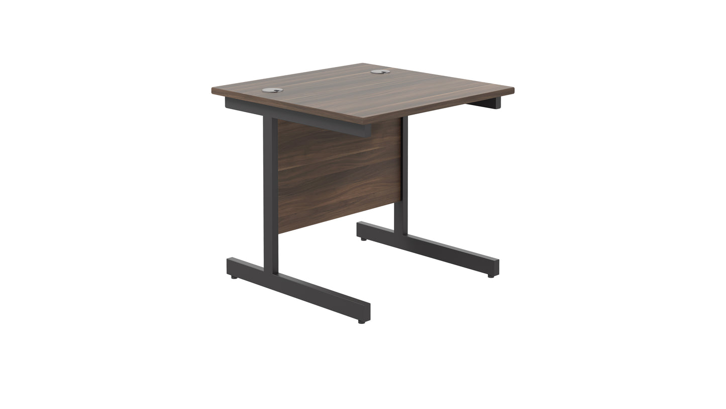 Single Upright Rectangular Desk: 800mm Deep | 800X800 | Dark Walnut/Black