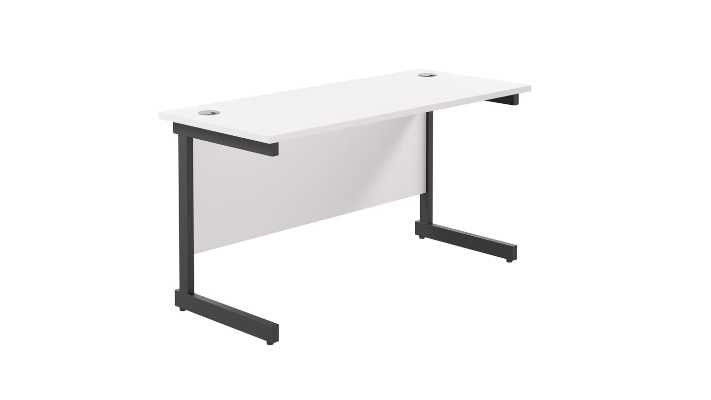 Single Upright Rectangular Desk: 600mm Deep | 1200X600 | White/Black