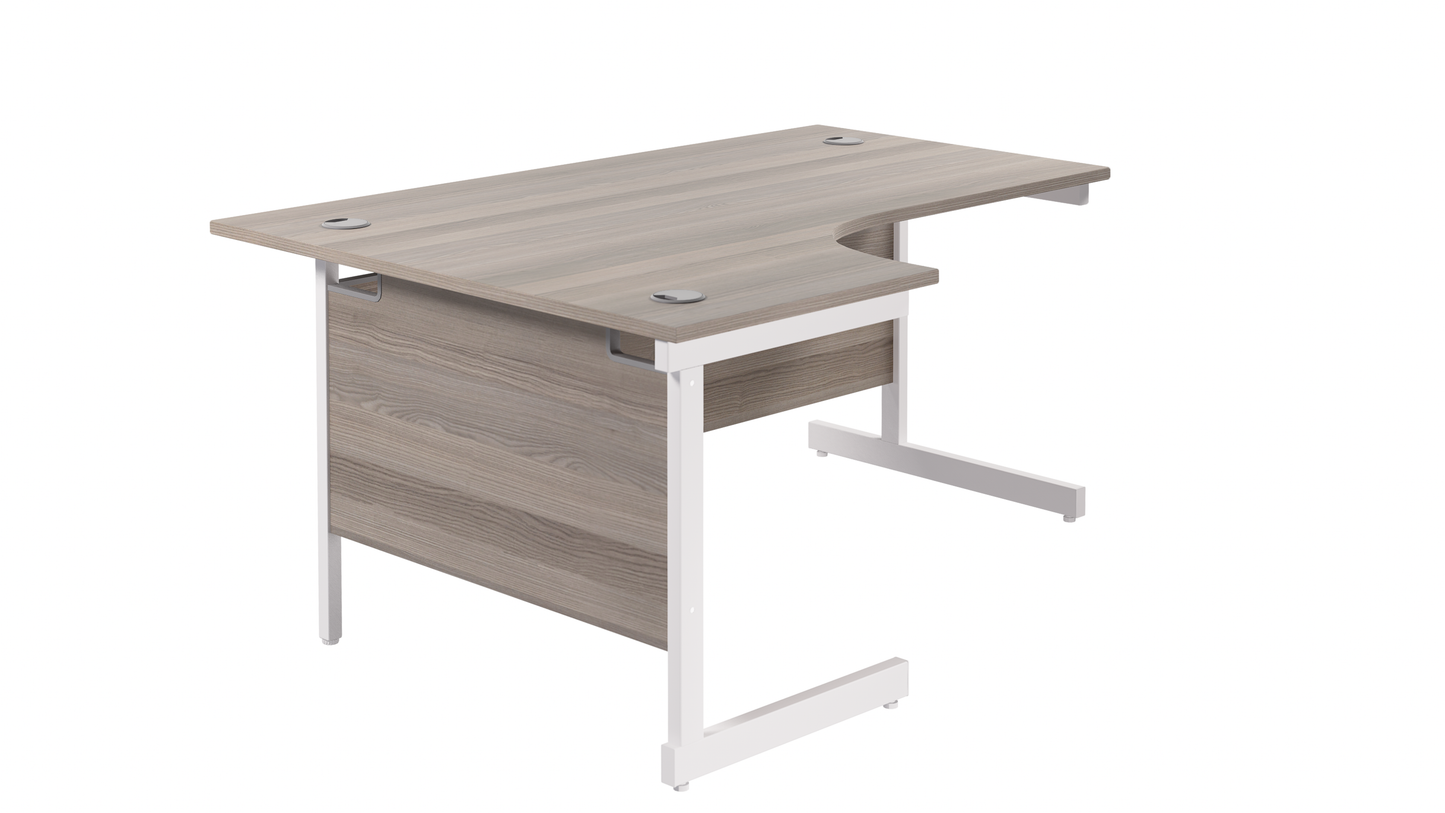 Single Upright Left Hand Radial Desk | 1800X1200 | Grey Oak/White