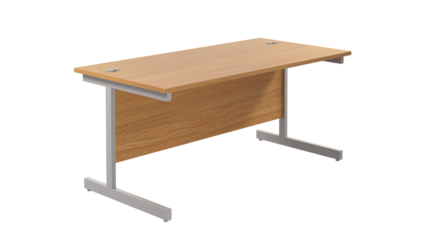 Single Upright Rectangular Desk: 800mm Deep | 1800X800 | Nova Oak/Silver