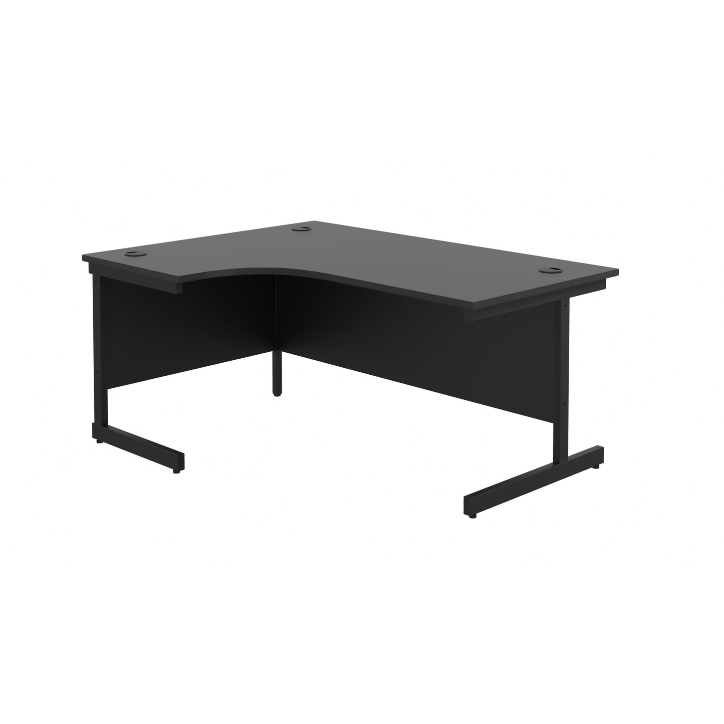 Single Upright Left Hand Radial Desk | 1600X1200 | Black/Black