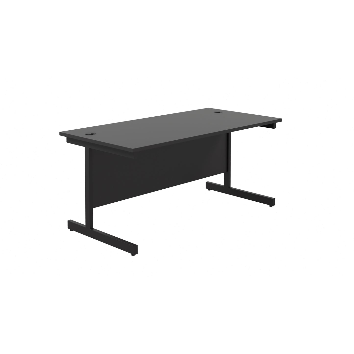 Single Upright Rectangular Desk: 800mm Deep | 1600X800 | Black/Black