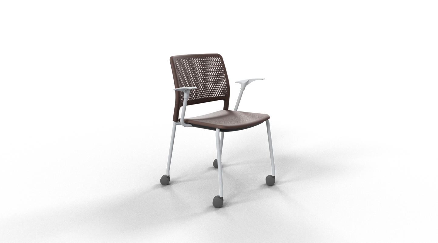 Grafton stacking chair - four legs on castors with arms