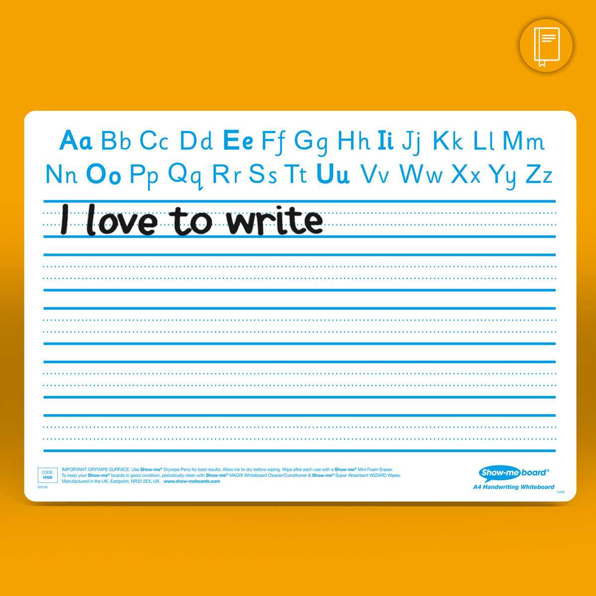 Show-me Bulk Box of 100 x A4 Handwriting whiteboards, pens and erasers plus 2 free cleaners.