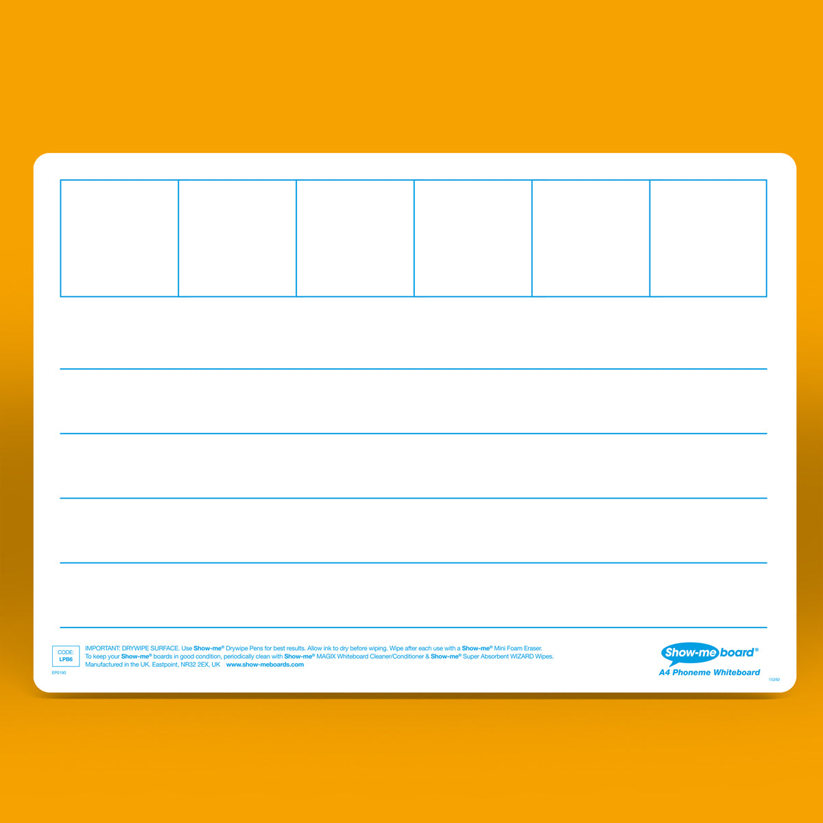 Show-me Bulk Box of 100 x A4 Phoneme 6 Frame Whiteboards, pens and erasers plus 2 free cleaners.