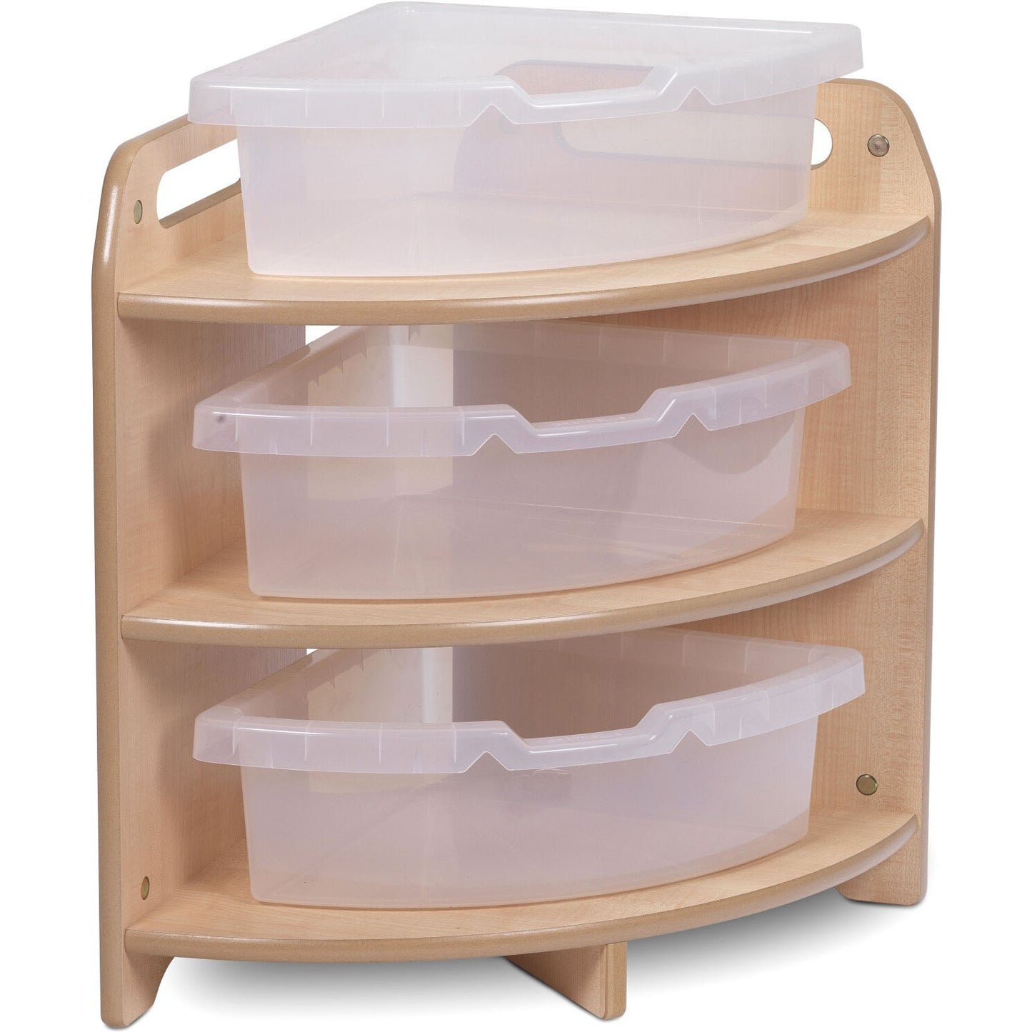 Millhouse Early Years Tall 90 degree Corner Unit with 3 Clear Tubs