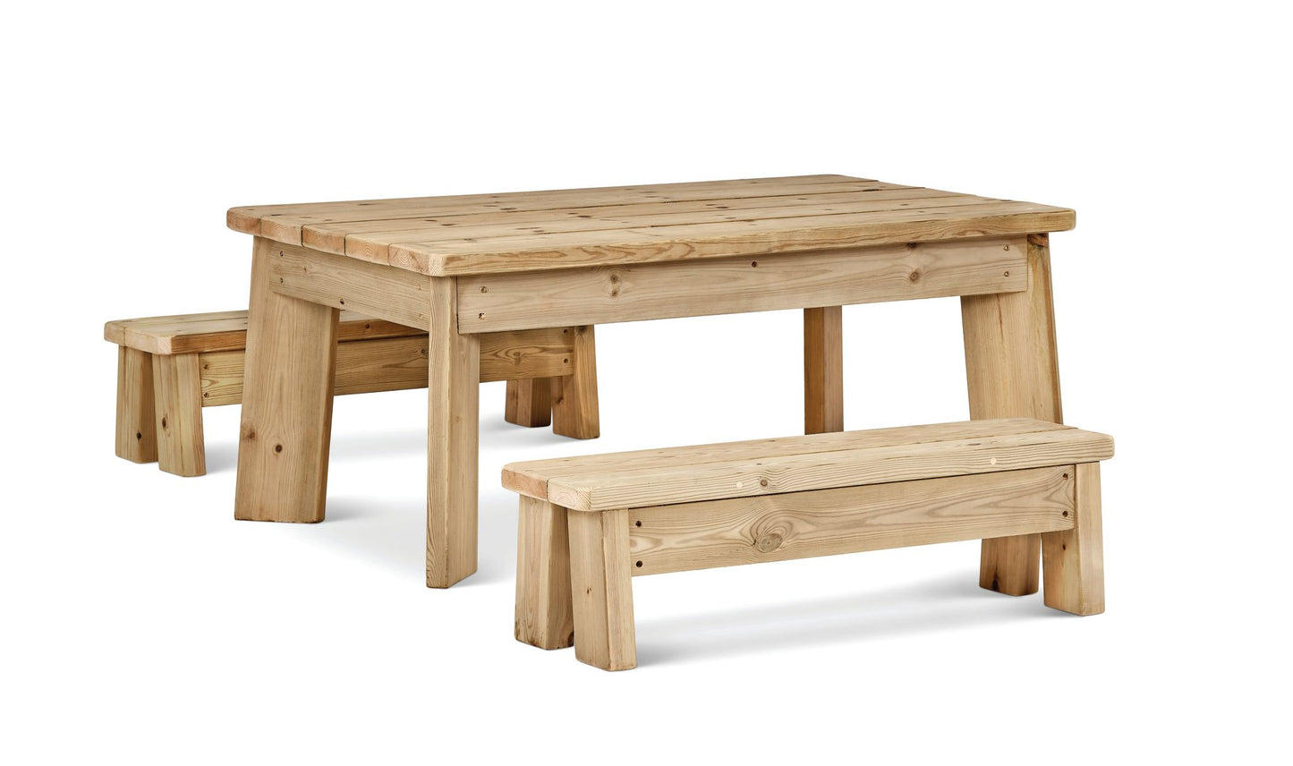 Millhouse Outdoor Table W120cm - Preschool Table + 2 Long Bench Set