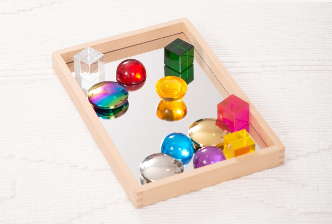 Small Wooden Mirror Tray