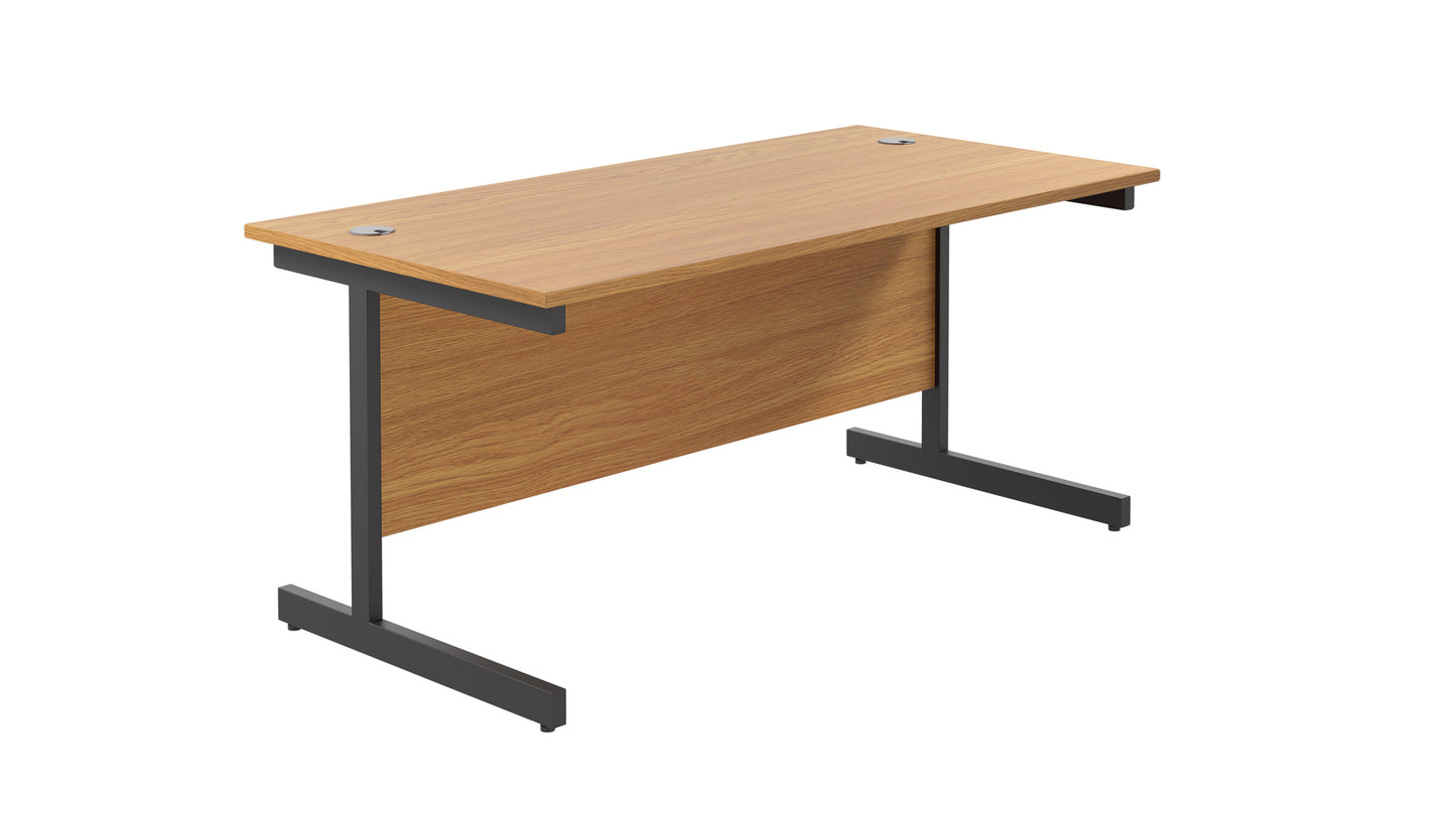 Single Upright Rectangular Desk: 800mm Deep | 1800X800 | Nova Oak/Black