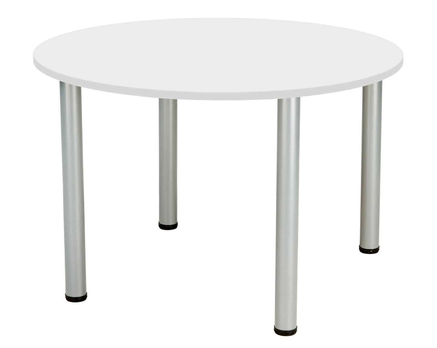 One Fraction Plus Circular Meeting Table | 1000mm | White/Silver