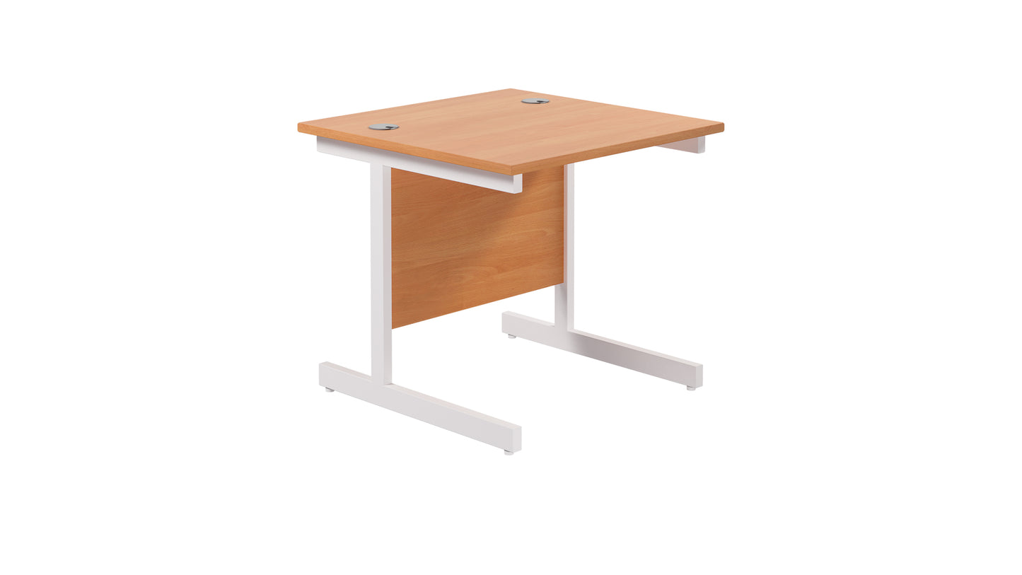 Single Upright Rectangular Desk: 800mm Deep | 800X800 | Beech/White