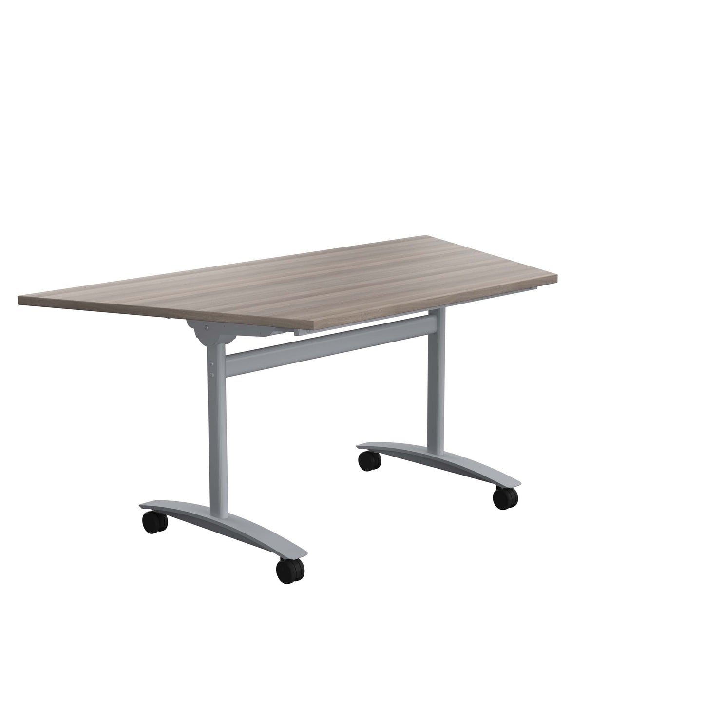 One Trapezoidal Tilting Table | 1600 X 800 | Grey Oak/Silver