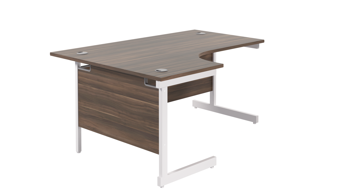 Single Upright Left Hand Radial Desk | 1800X1200 | Dark Walnut/White