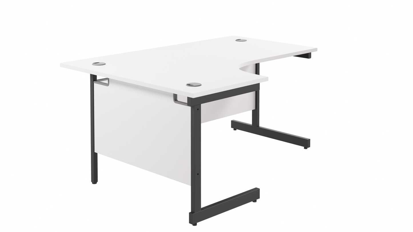 Single Upright Left Hand Radial Desk | 1800X1200 | White/Black