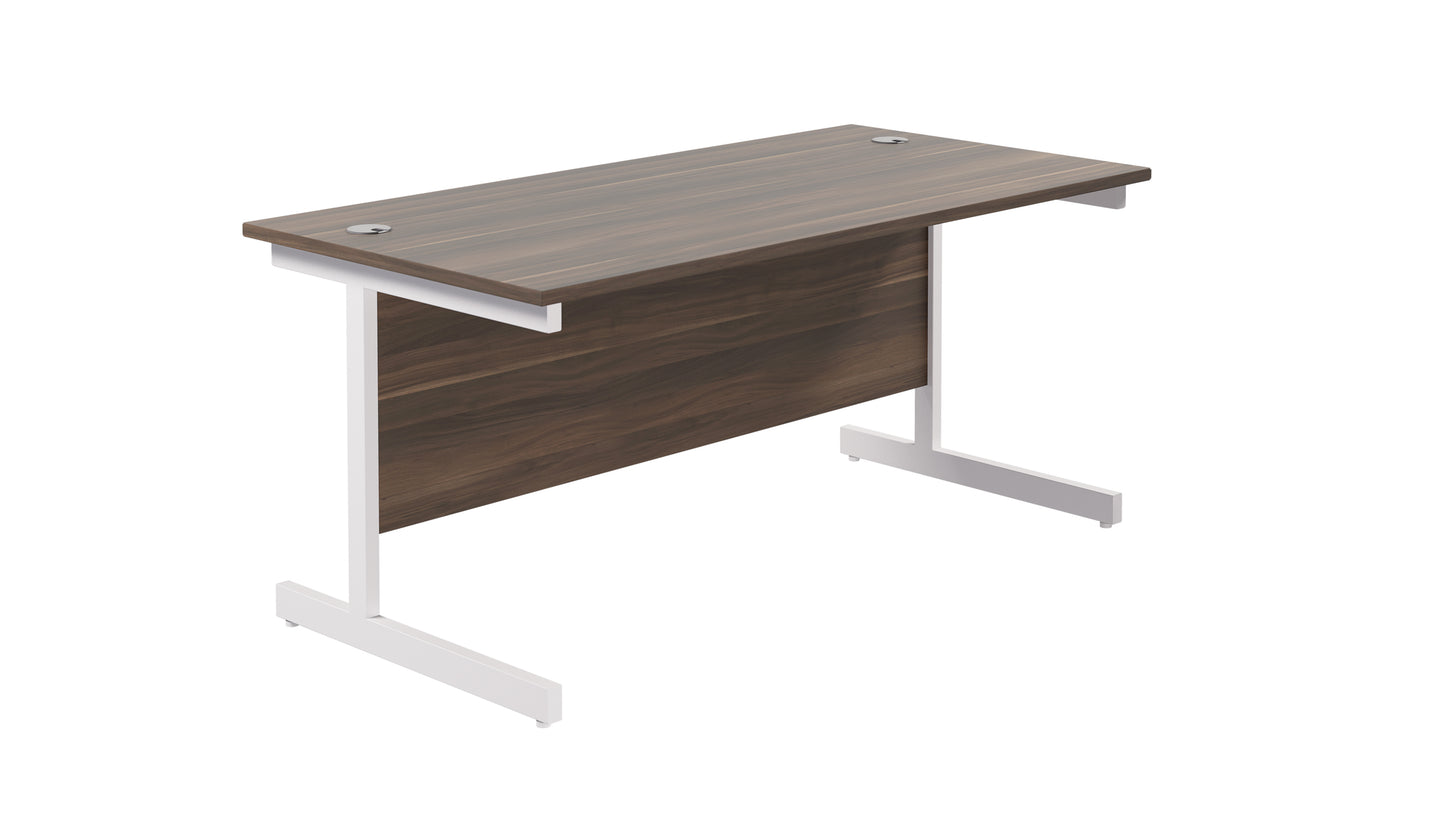 Single Upright Rectangular Desk: 800mm Deep | 1800X800 | Dark Walnut/White