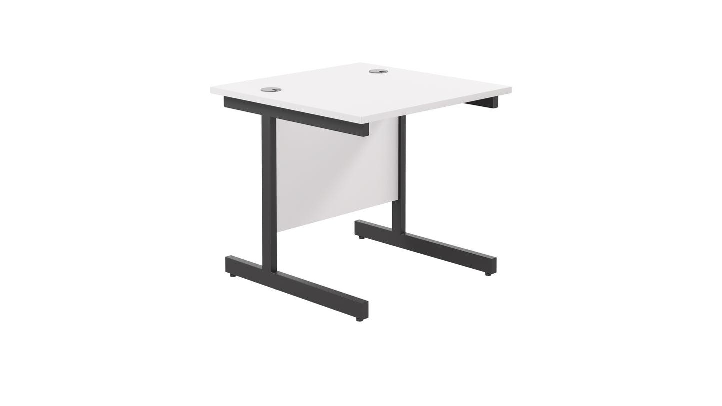 Single Upright Rectangular Desk: 800mm Deep | 800X800 | White/Black