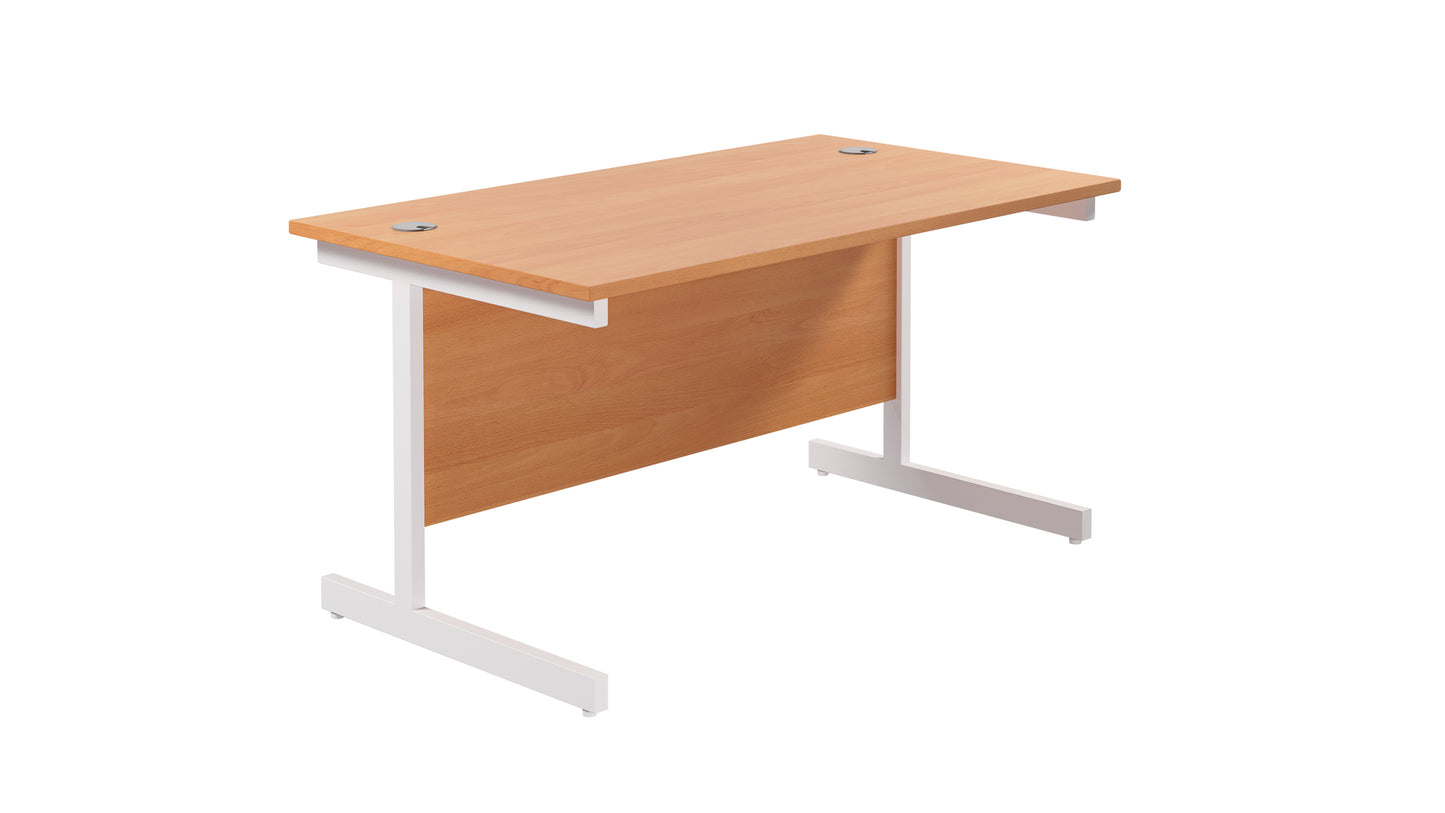 Single Upright Rectangular Desk: 800mm Deep | 1200X800 | Beech/White