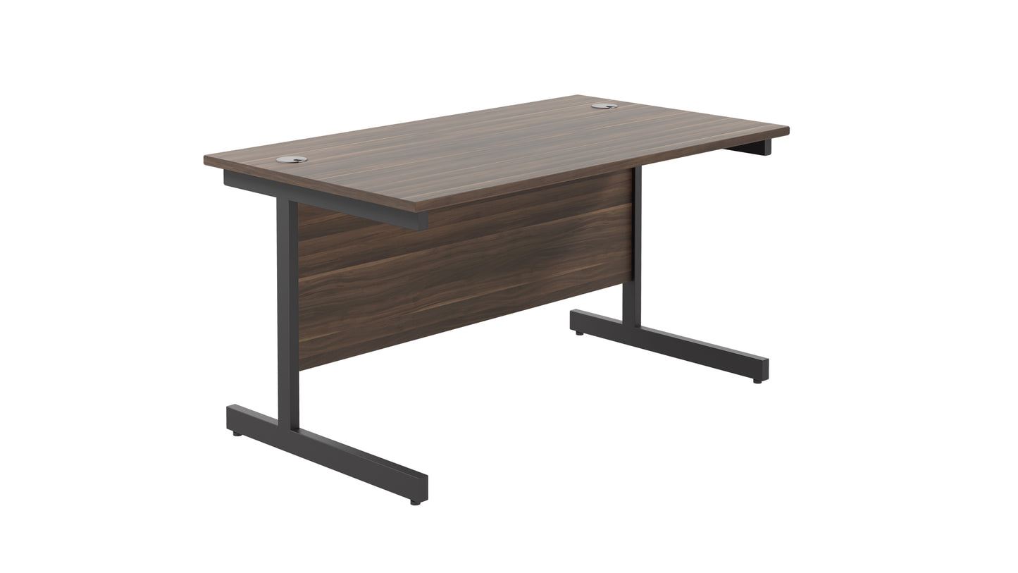 Single Upright Rectangular Desk: 800mm Deep | 1200X800 | Dark Walnut/Black