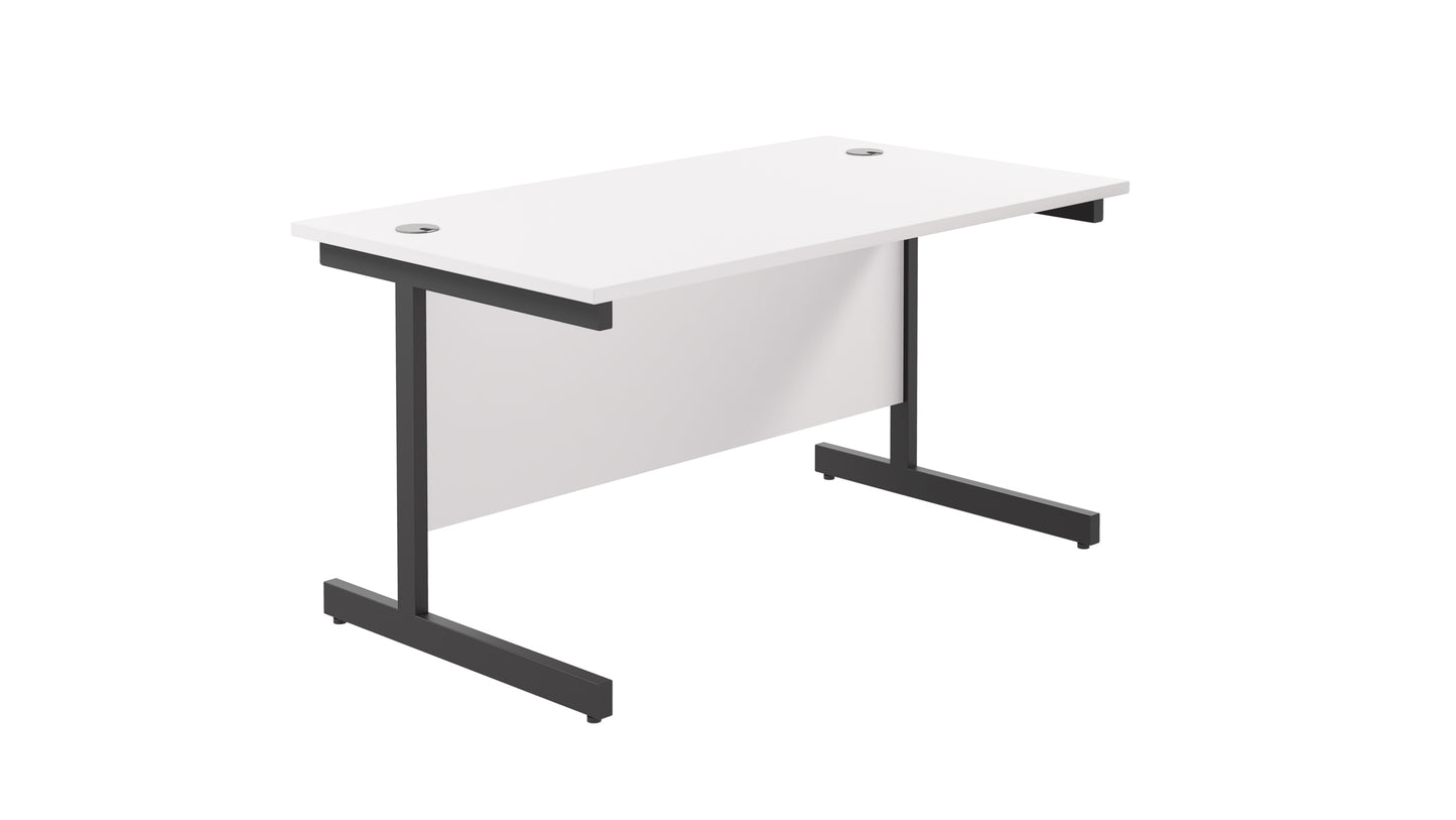 Single Upright Rectangular Desk: 800mm Deep | 1200X800 | White/Black