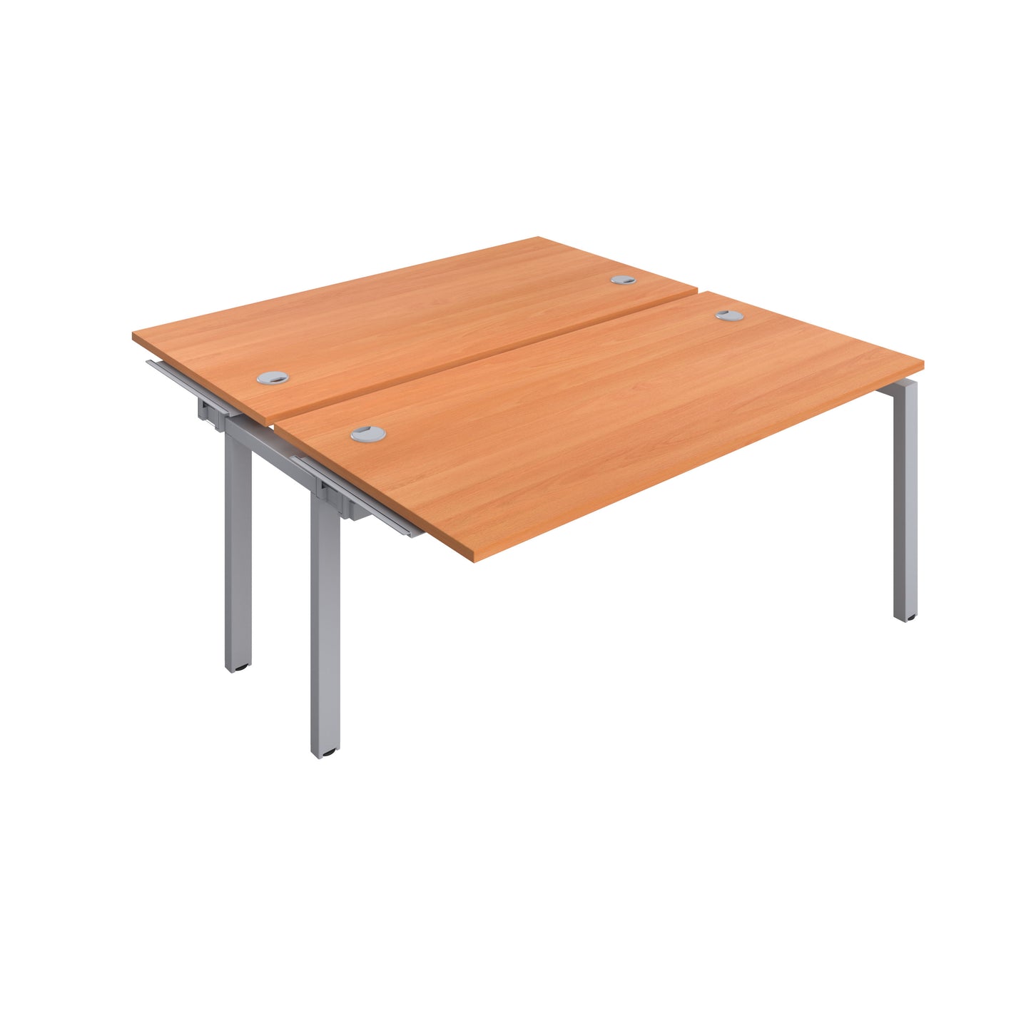 Telescopic Bench Extension with Cable Ports: 2 Person | 1400 X 800 | Beech/Silver