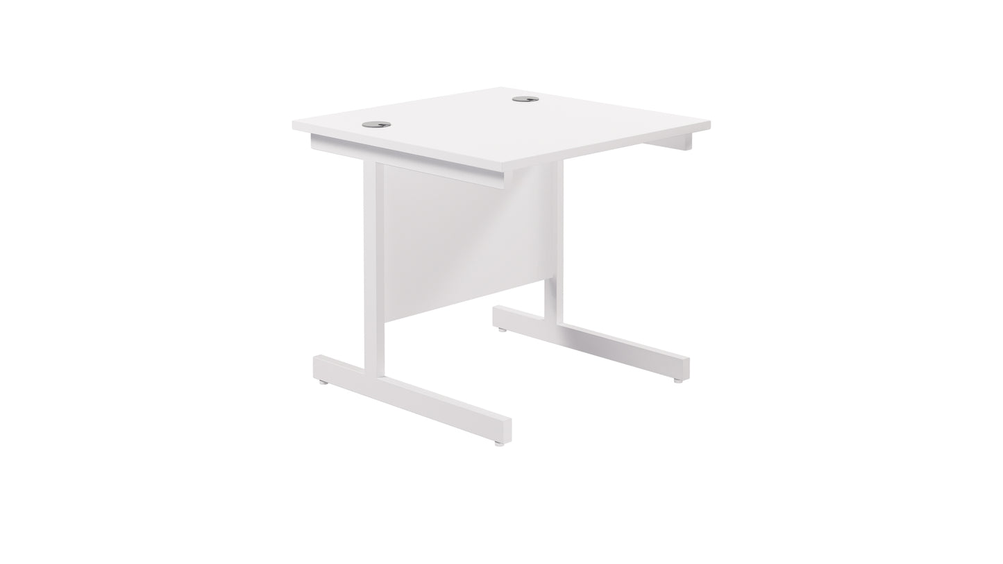 Single Upright Rectangular Desk: 800mm Deep | 800X800 | White/White