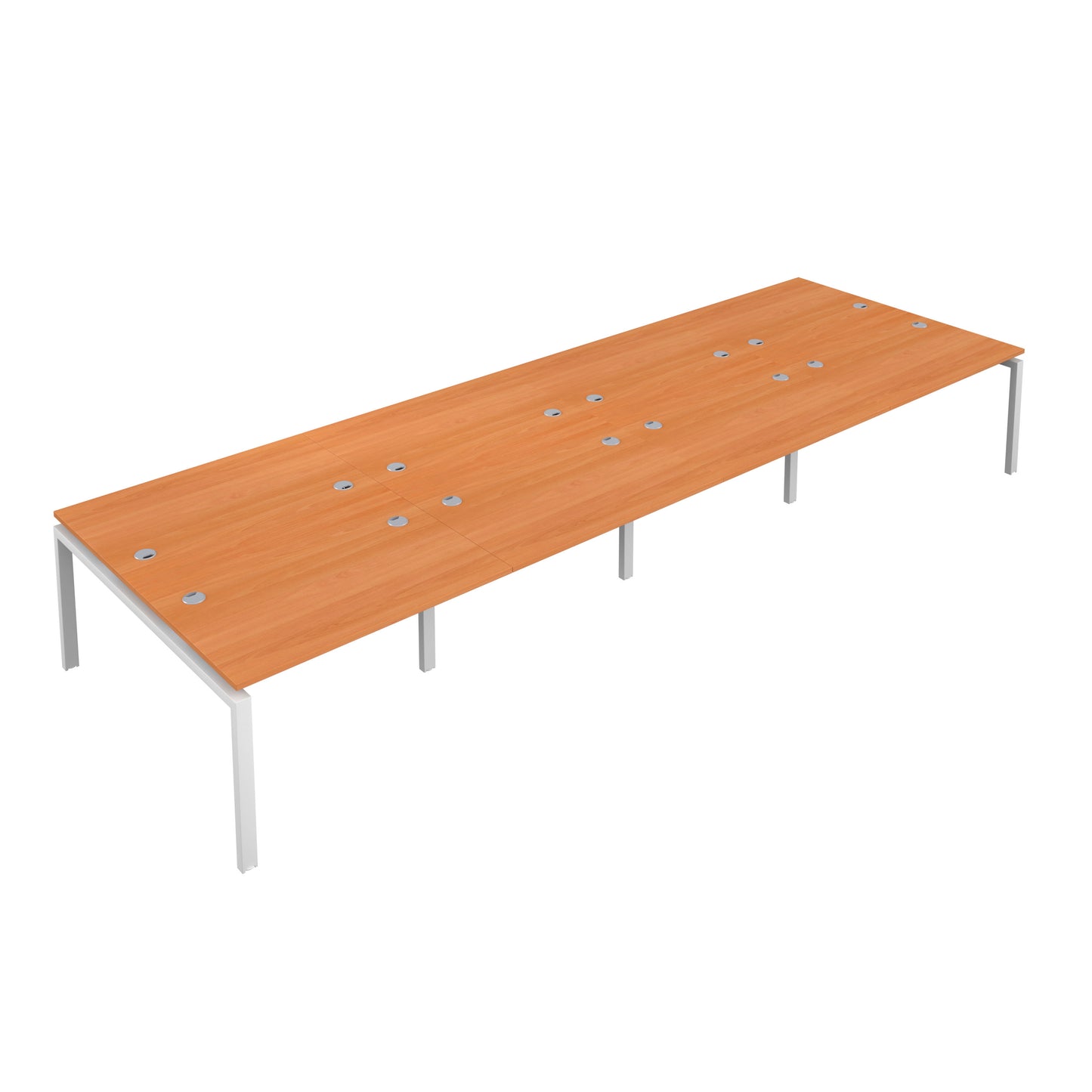 Telescopic Sliding Bench with Cable Ports: 8 Person | 1200 X 600 | Beech/White
