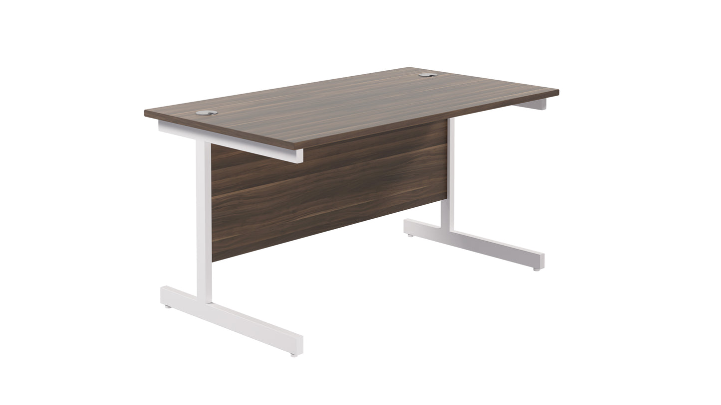 Single Upright Rectangular Desk: 800mm Deep | 1200X800 | Dark Walnut/White