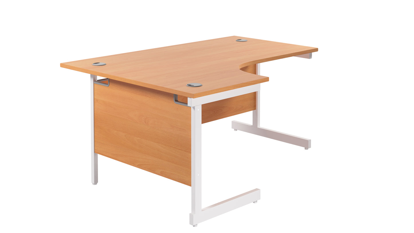 Single Upright Left Hand Radial Desk | 1600X1200 | Beech/White
