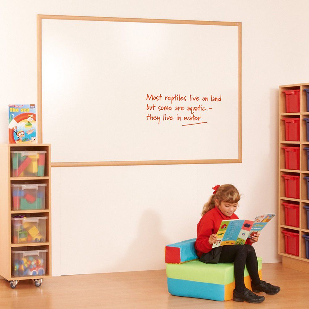 WriteOnยฎ Eco-friendly Whiteboard - light oak effect frame
