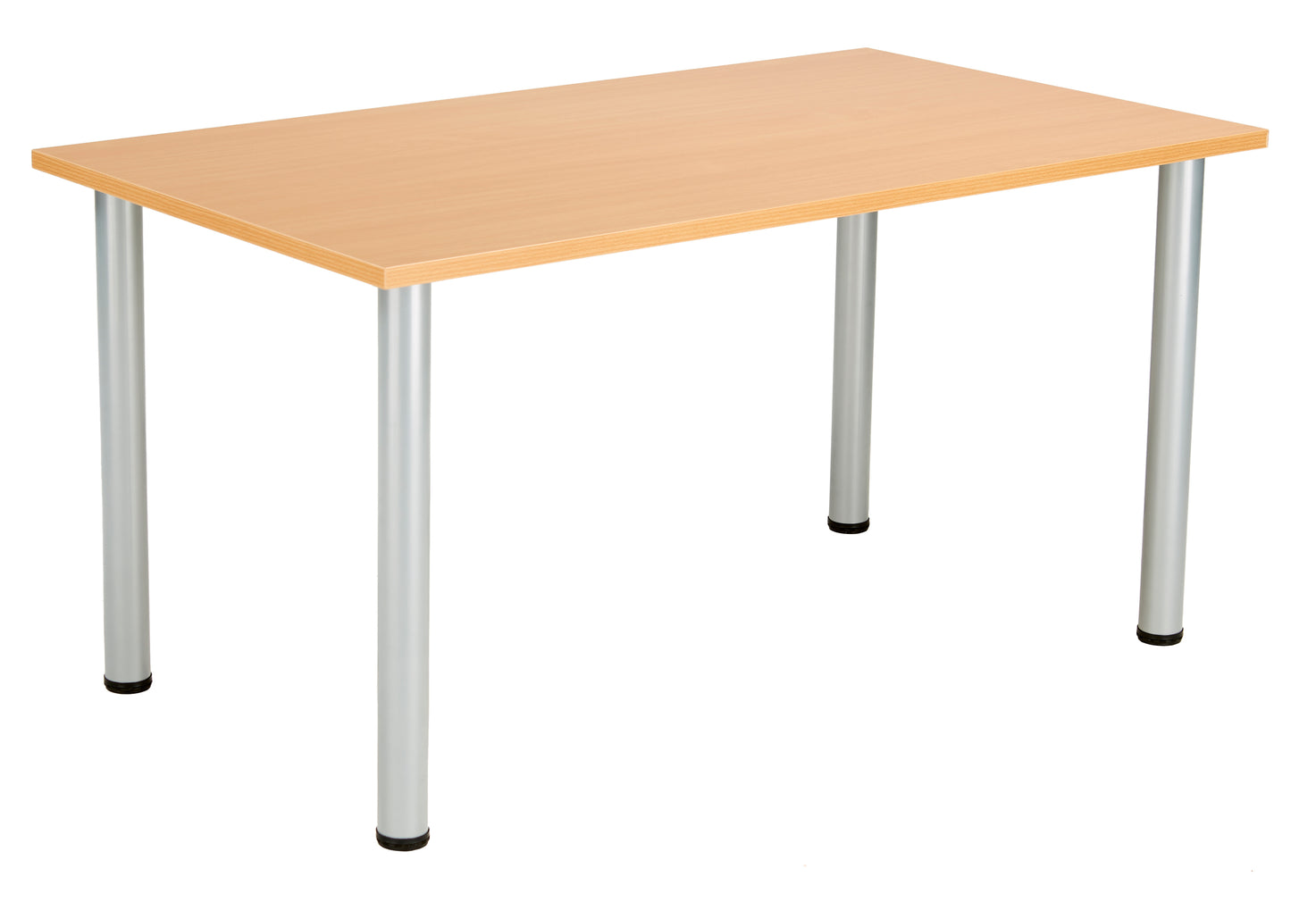 One Fraction Plus Rectangular Meeting Table | 1480mm | Beech/Silver