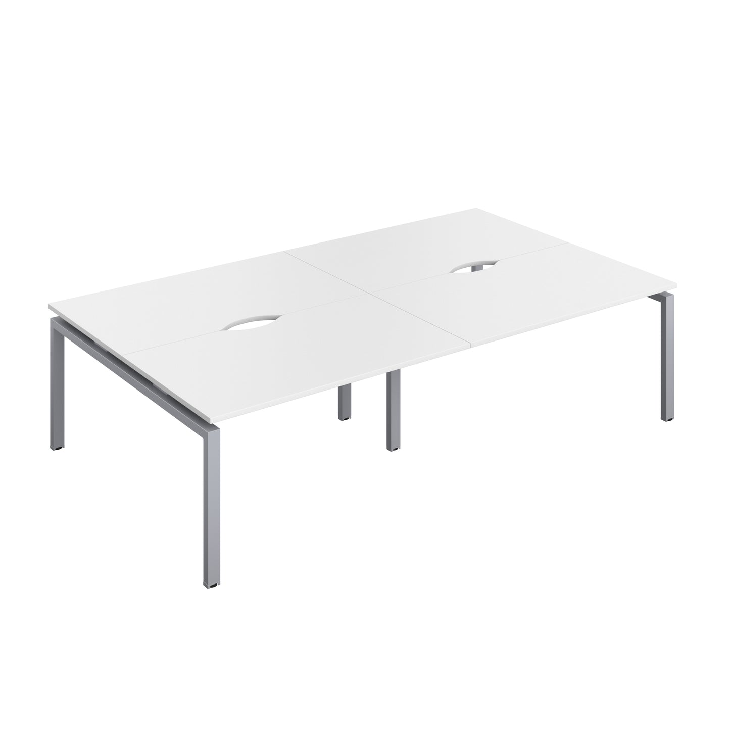 Telescopic Bench with Cut Out: 4 Person | 1400 X 800 | White/Silver