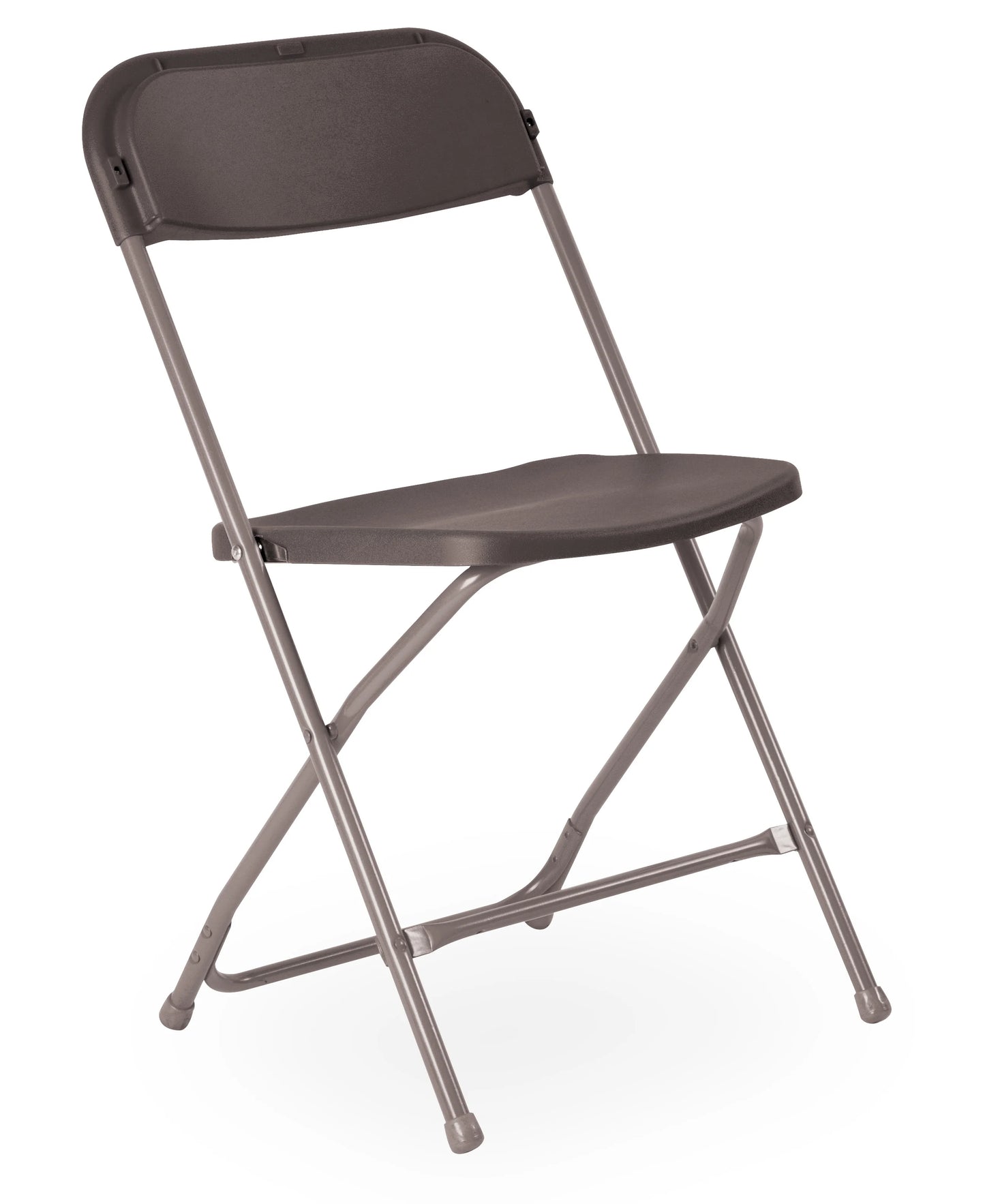 Charcoal flat back folding chair on a white background